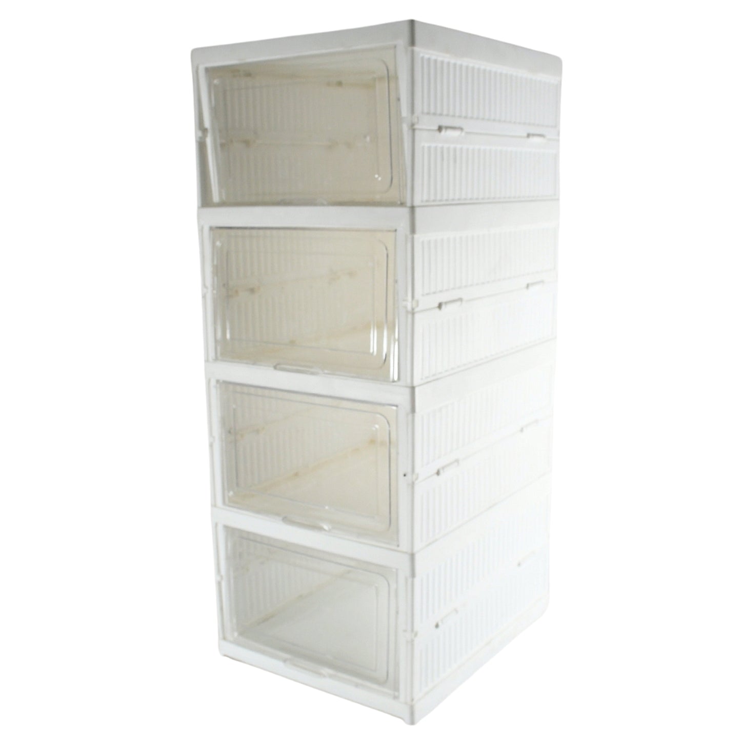 Stackable Multifunctional 4 Layer Storage Organizer Cart with Foldable Shelves and Rolling Wheels for Kitchen, Bedroom, Bathroom and Laundry (1 Pc)