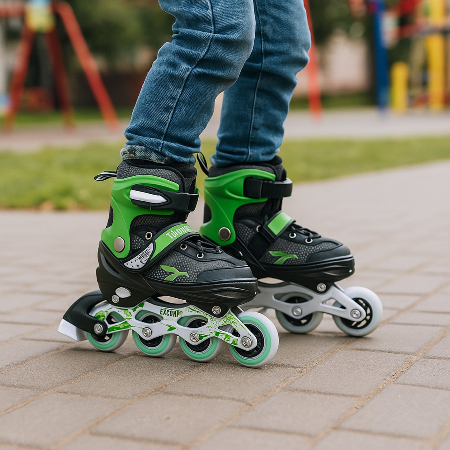 Professional Adjustable Inline Skates for Kids and Adults High Speed Roller Skating Shoes with Safety Straps PU Wheels and Aluminum Frame for Outdoor Sports Fitness and Recreation (Large Size)