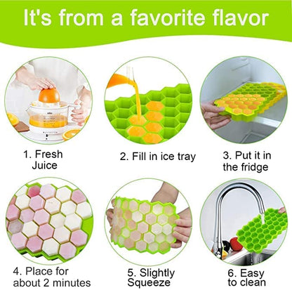 Flexible Silicone Honeycomb Ice Cube Tray, 37 Cavity Ice Cube Mold for Freezer, Food Grade Easy Release Ice Tray (1 Pc)