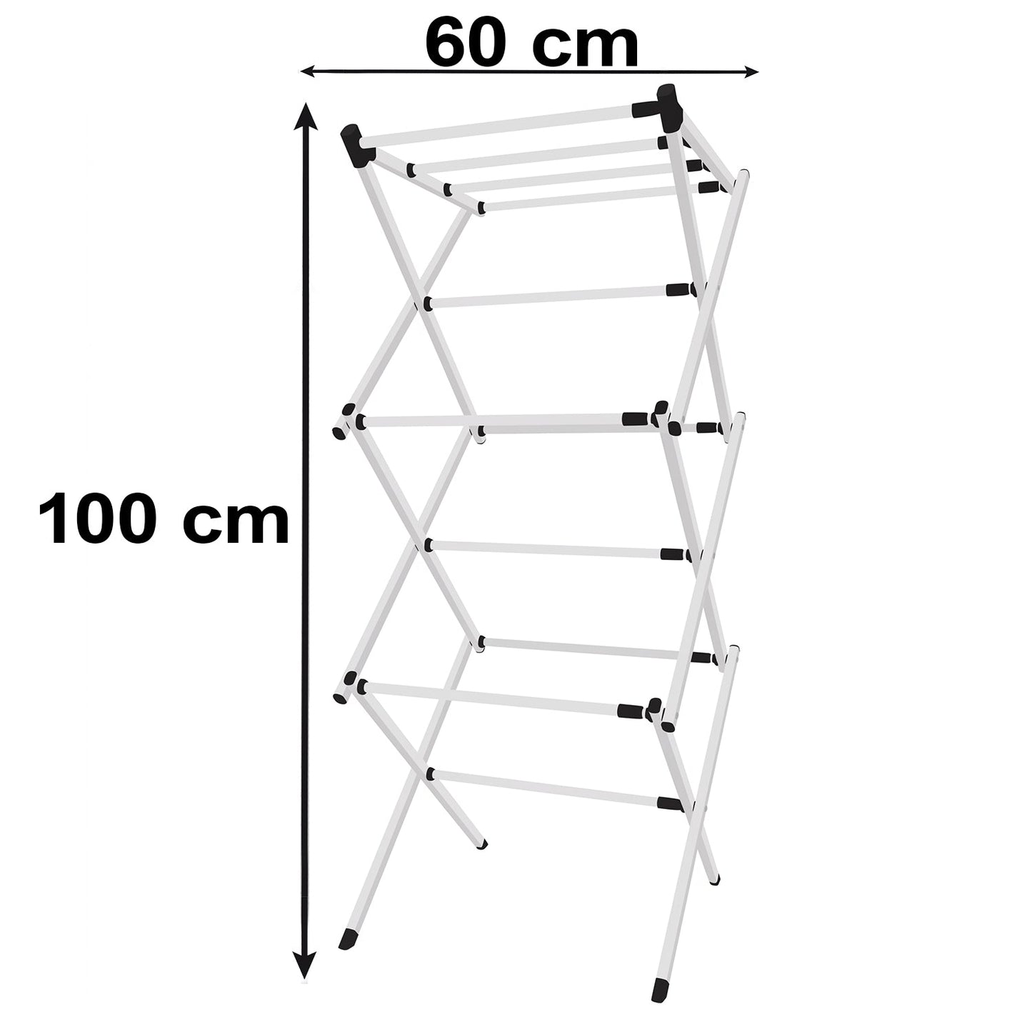 Metal Foldable Clothes Drying Rack 3 Tier Portable Laundry Stand Collapsible Cloth Dryer for Indoor Outdoor Balcony Home Space Saving (1 Pc)