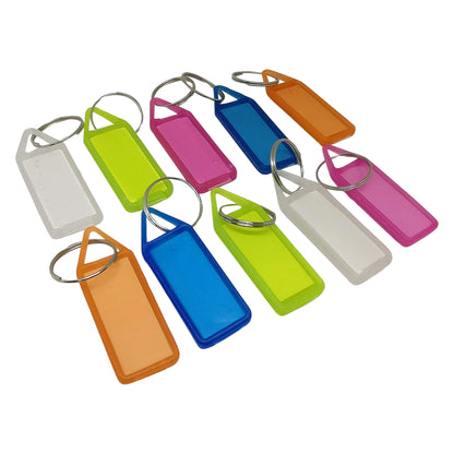 10 Piece Color Coded Keychain Tag Labels with ID Paper Insert and Split Ring for Keys, Cable Organization and Home Office Use