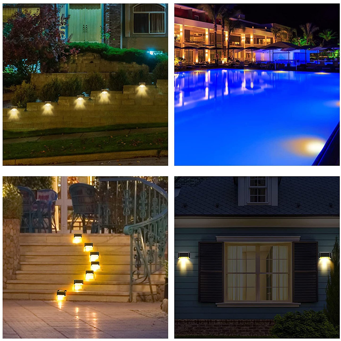 Solar Decorative Lights Outdoor – Waterproof Garden Step & Fence Lights (4 Pc Set)