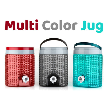 Diamond Cut Design Plastic Water Jug 4500ML Portable Water Dispenser Jug with Handle Push Nozzle Leakproof Wide Mouth Beverage Storage Container
