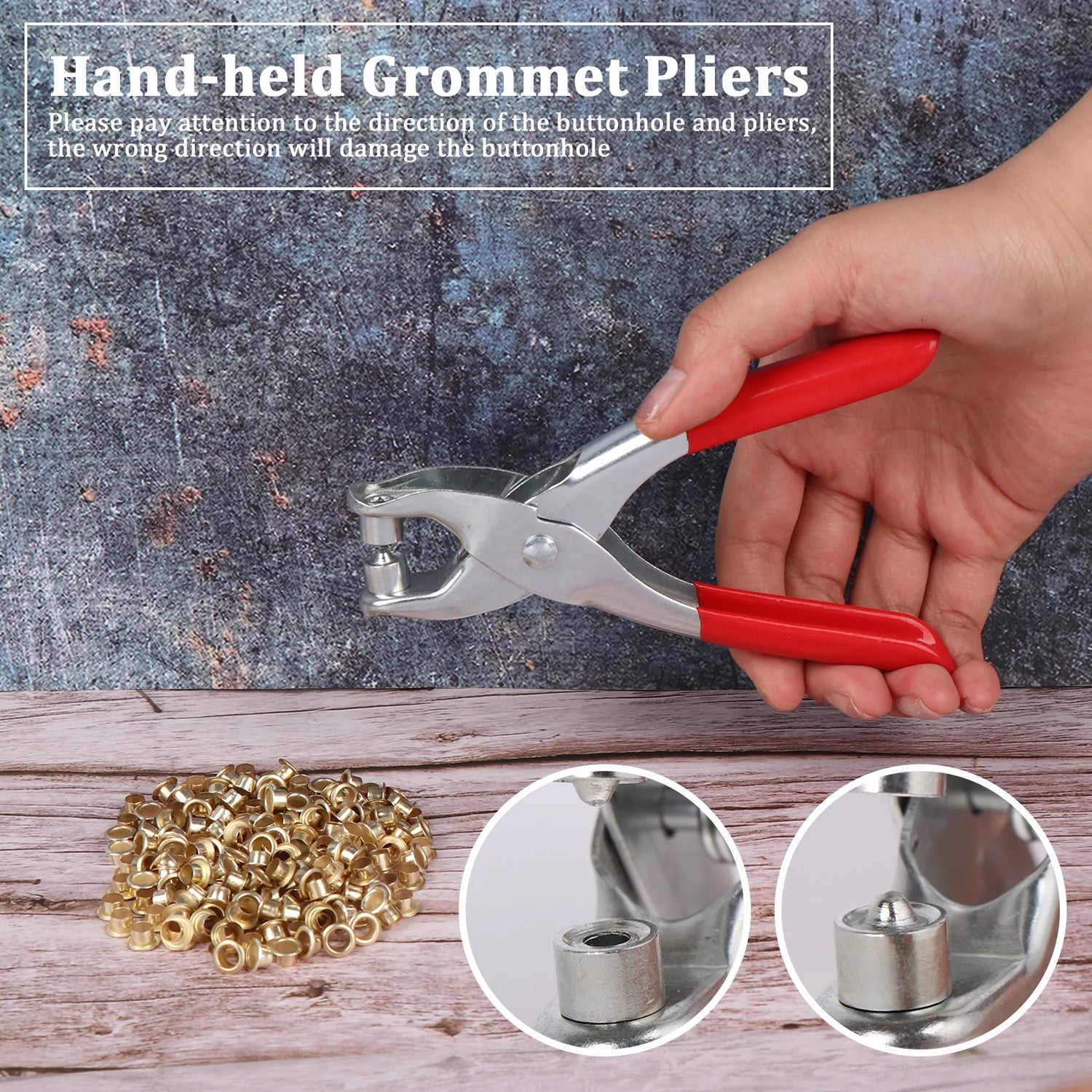 Grommet Setting Tool Kit with 25 Gold Eyelets | Steel Hole Punch and Eyelet Setter for Leather, Canvas, Fabric, Bags, Shoes, Belts and DIY Crafts