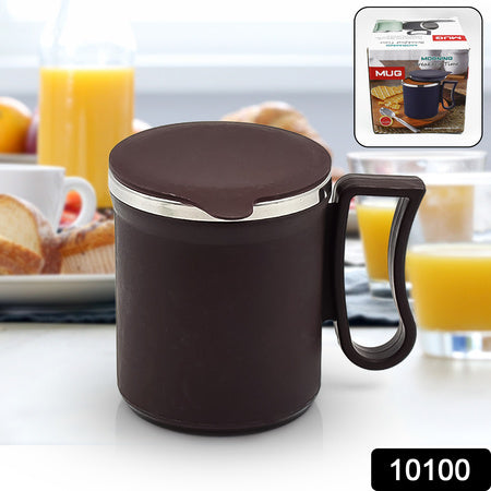 Insulated Coffee Mug with Lid & Handle (Random Color, Approx 200 Ml)