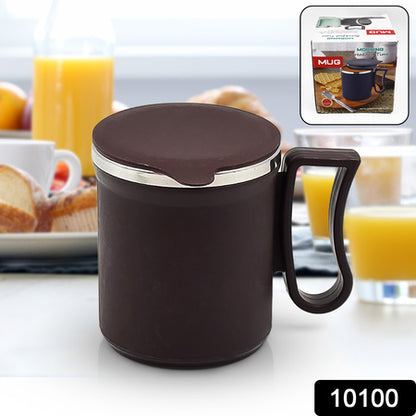 Insulated Coffee Mug with Lid & Handle (Random Color, Approx 200 Ml)