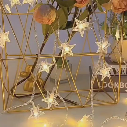 Serial String Star Lights for Decoration - 16 LED Star Fairy Lights Waterproof