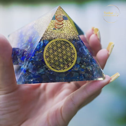 Lapis Lazuli Orgon Pyramid – Handcrafted Energy Balancer & Decorative Crystal