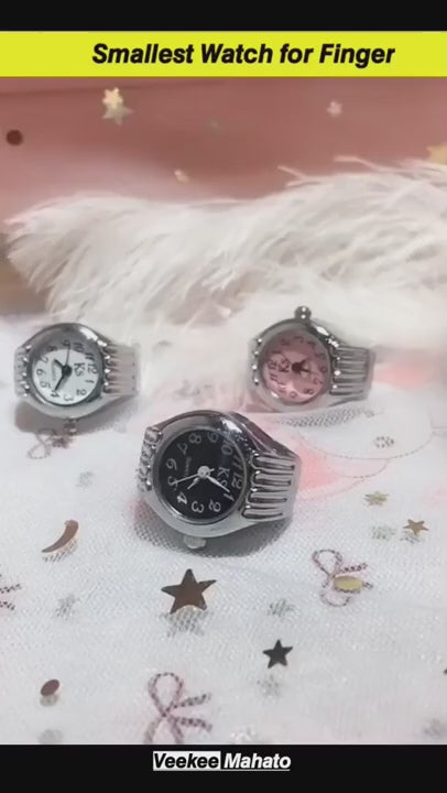 Unisex Ring Watch | Women’s & Men’s Analogue Quartz Finger Watch | Adjustable Mini Dial Ring Timepiece (Pack of 1)