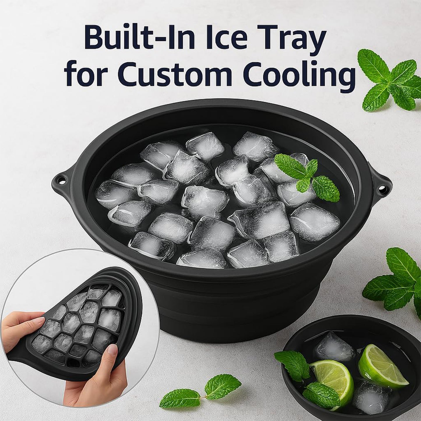 Ice Facial Bowl for Face Care with Built-In Ice Tray | Foldable Silicone Facial Ice Bath Bowl for Skin Cooling, Puffiness Relief, Facial Refreshing & Daily Skincare Use (1 Pc)