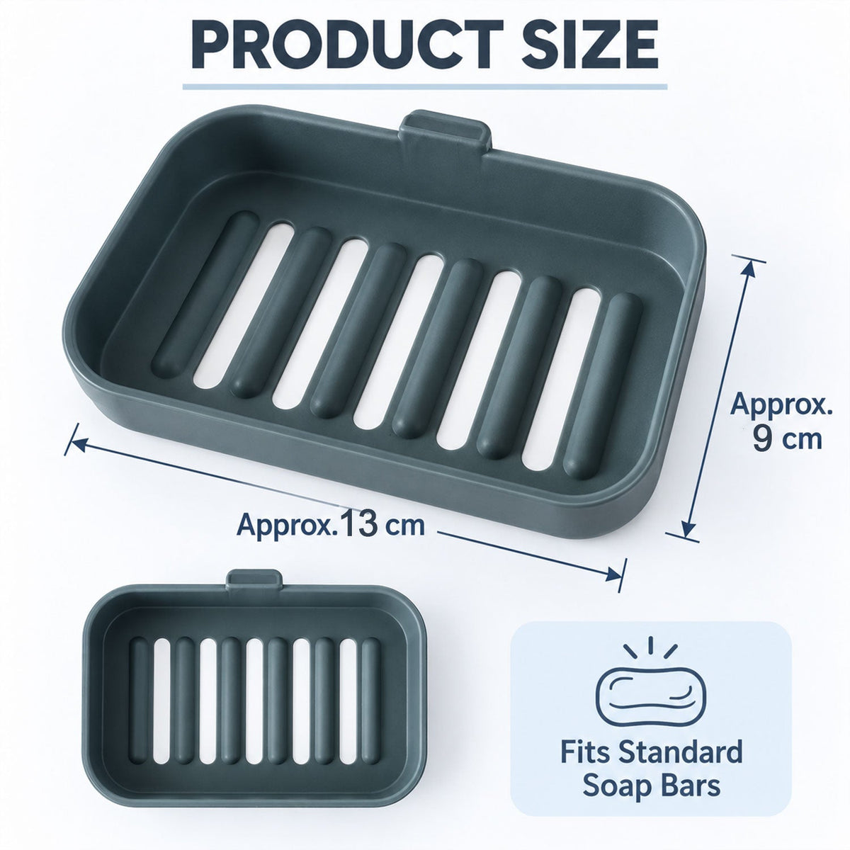 Wall Mounted Plastic Soap Dish With Drainage And Adhesive Hooks - Apex(2 Pc Set)
