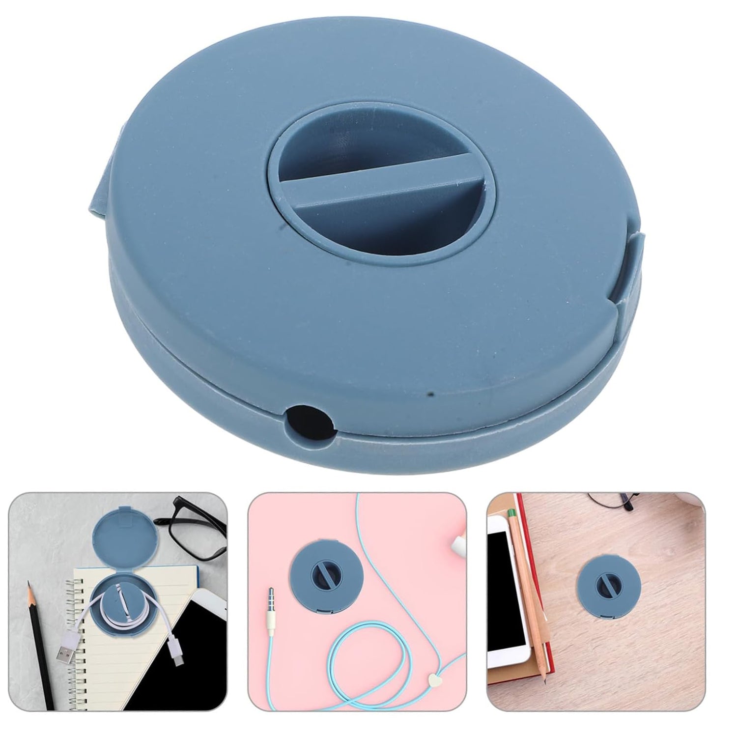 Compact Plastic Cable Organizer Case Portable Wire Holder with Rotating Spool for Earphones USB Charging Cables Travel Storage and Desk Cable Management (1 Pc)