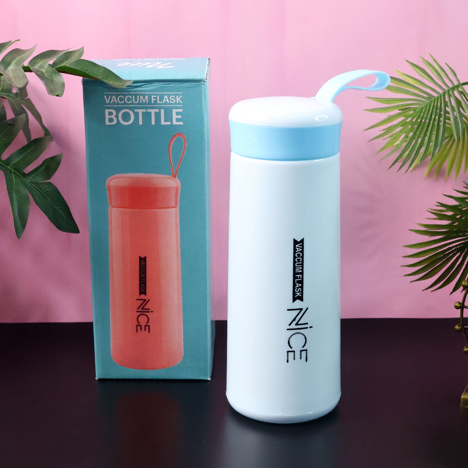 Plastic Vacuum Flask Bottle (Blue) - 400 ML