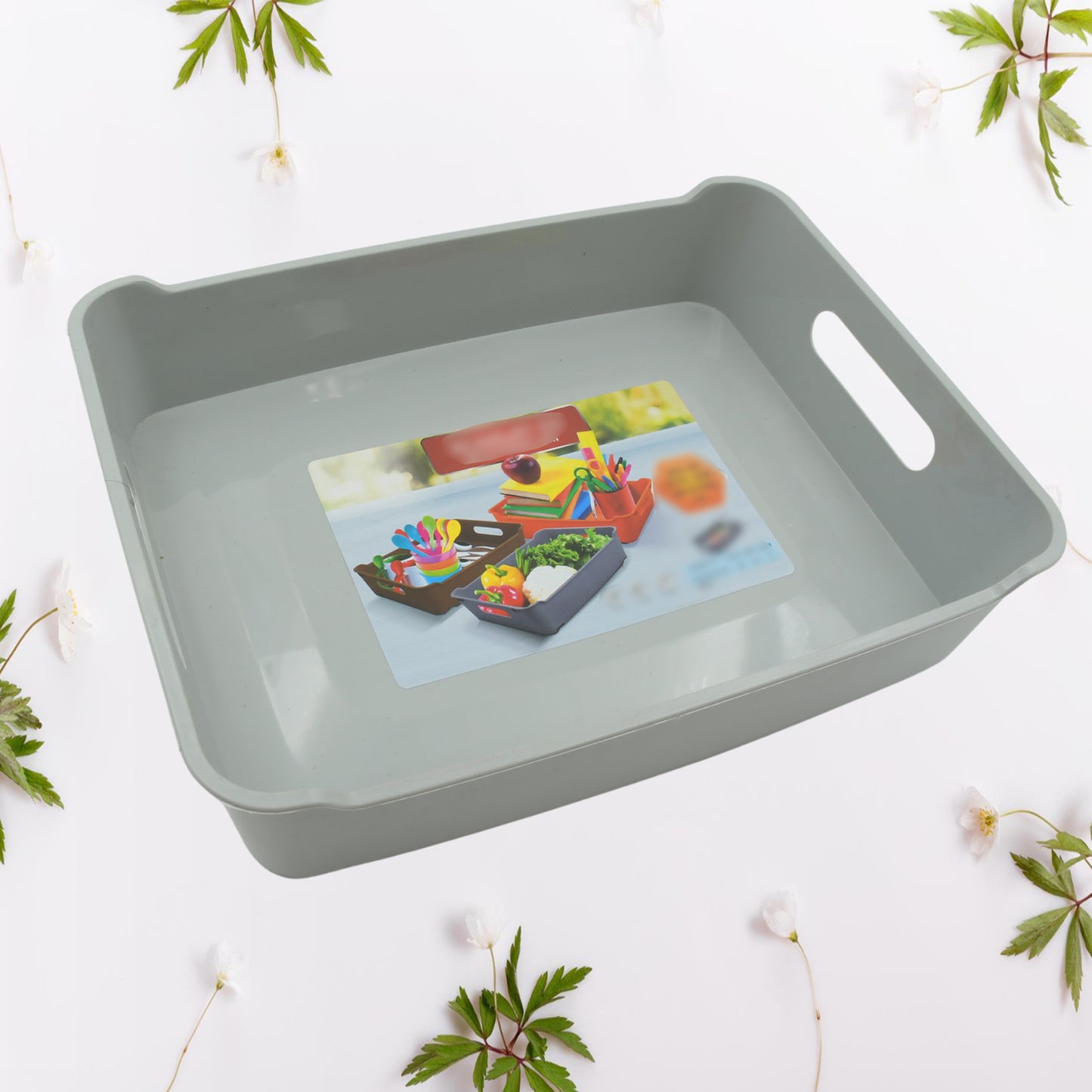 3645 Multipurpose Organising Storage Plastic Tray Fruit Vegetable Multi Purpose Tray Organizer For Kitchen Countertop Cabinet Bathroom Plastic Storage Basket For Store Fruits Vegetables Magazines Cosmetics Stationary Set Of 3