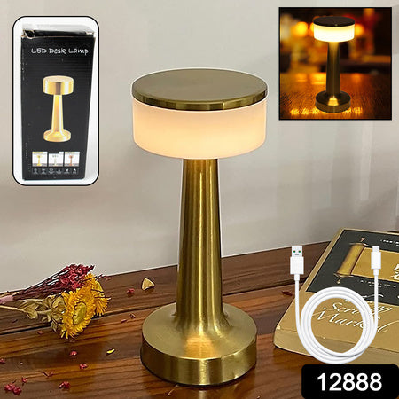 USB Rechargeable Touch Control LED Table Lamp with 3 Color Modes and 3 Brightness Levels Portable Dimmable Metal Desk Lamp for Bedroom Home Office and Restaurant (1 Piece)