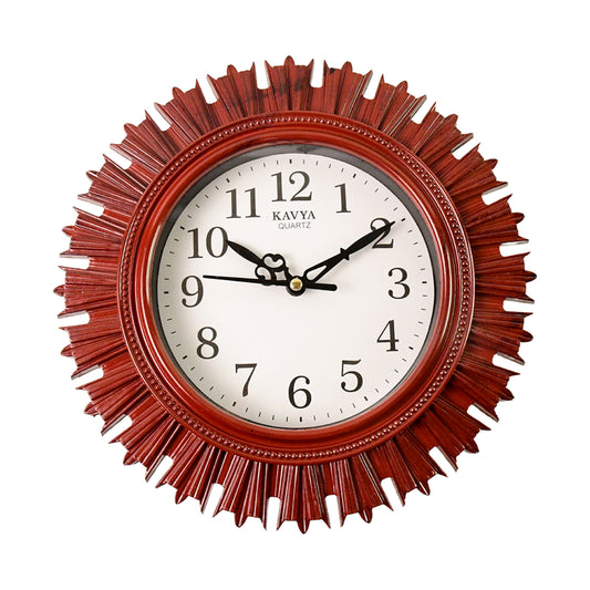 Wooden Look Designer Wall Clock Battery Operated Silent Analog Round Decorative Wall Clock for Living Room, Kitchen, Bedroom, Office and Home Décor