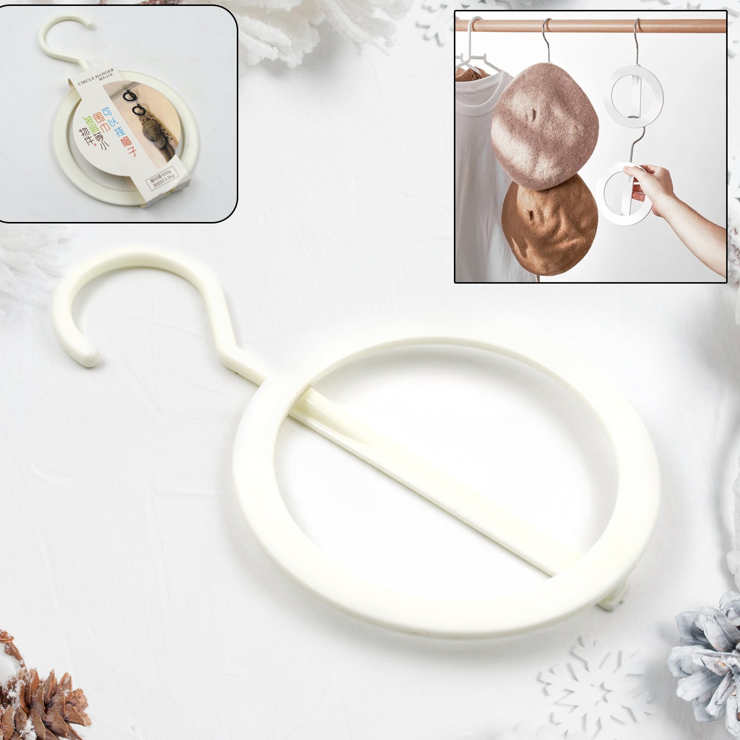 Plastic Circle Hat Hanger Organizer | Foldable Multi Ring Closet Hanger for Caps, Scarves, Towels, Bags and Accessories | Space Saving Storage Hook (1 Piece)