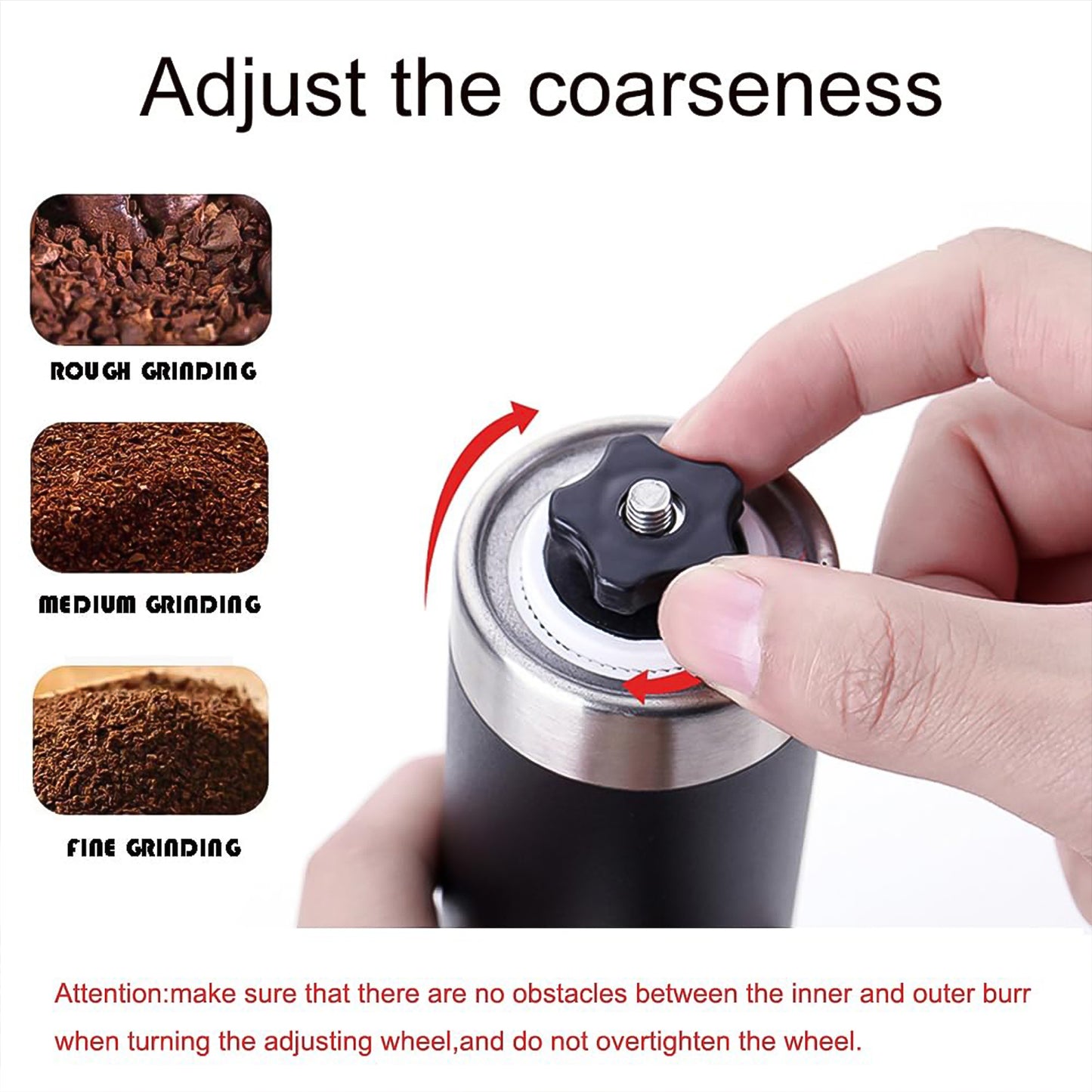 Portable Stainless Steel Manual Coffee Grinder with Adjustable Conical Burr Hand Coffee Bean Grinder for Espresso French Press Pour Over and Travel Pack of 1