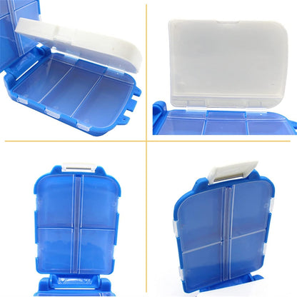 Portable Blue Dual-Sided Pill Organizer Box – 8-Compartment Pocket Medicine Case with Secure Snap Locks – Moisture-Resistant, BPA-Free Plastic Travel Storage for Daily Vitamins, Tablets and Small Essentials