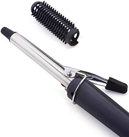 Hair Curling Iron Rod for Women – Ceramic Hair Curler with Cool Tip, Swivel Cord and Fast Heating for Natural Curls (Black)