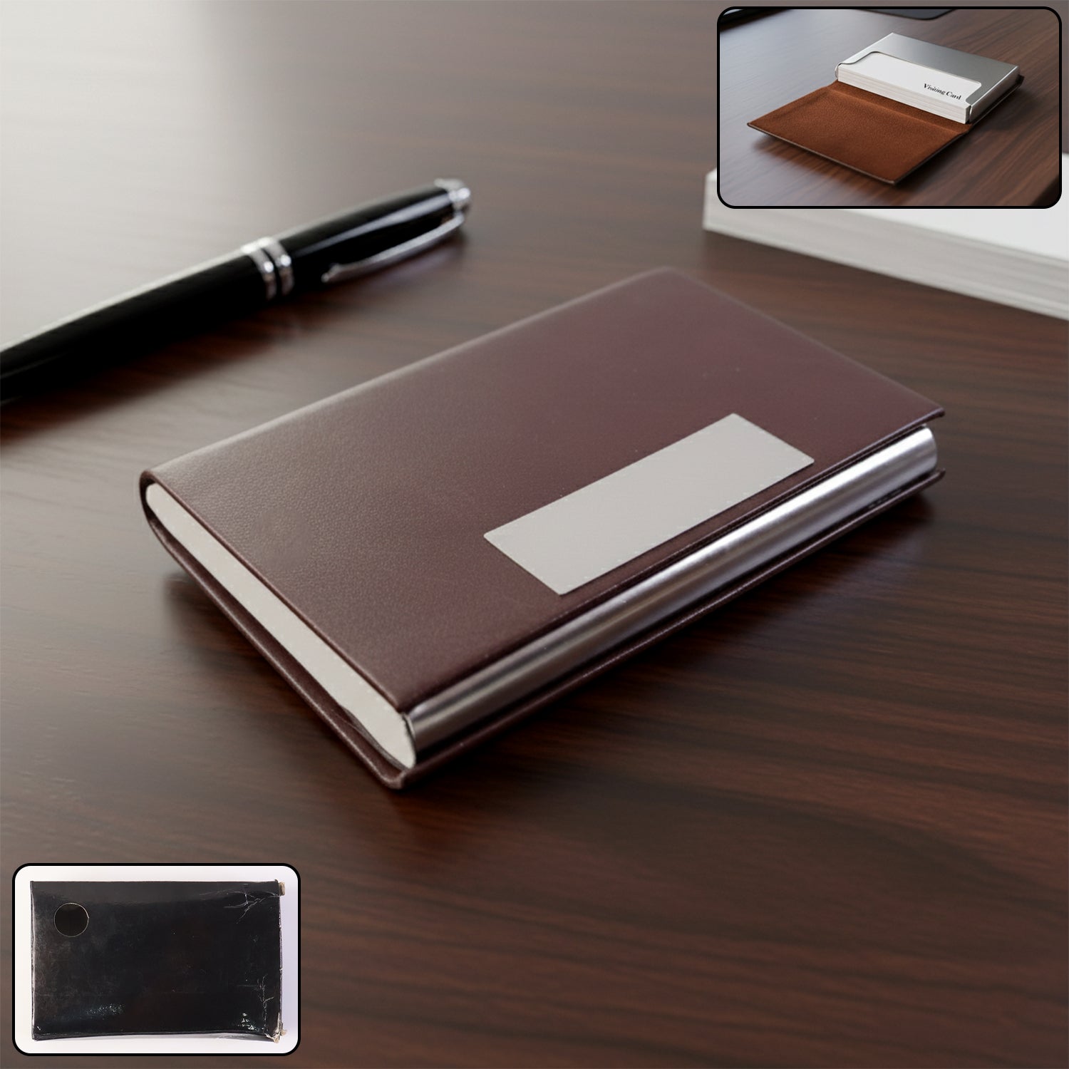 Premium Executive Business Card Holder with Magnetic Closure – Elegant Visiting Card Organizer (1 Pc)