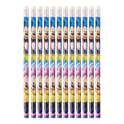Premium Cartoon-Printed Graphite Pencils Set for Kids – 12-Piece Pack with Eraser Tips. Attractive Multicolour Character Design Pencils for Daily Use