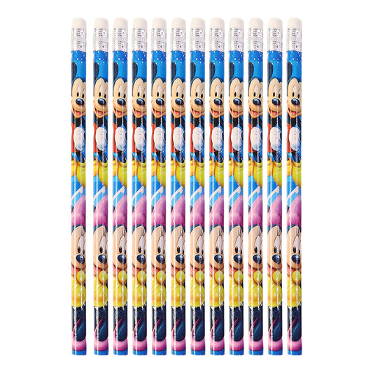 Premium Cartoon-Printed Graphite Pencils Set for Kids – 12-Piece Pack with Eraser Tips. Attractive Multicolour Character Design Pencils for Daily Use