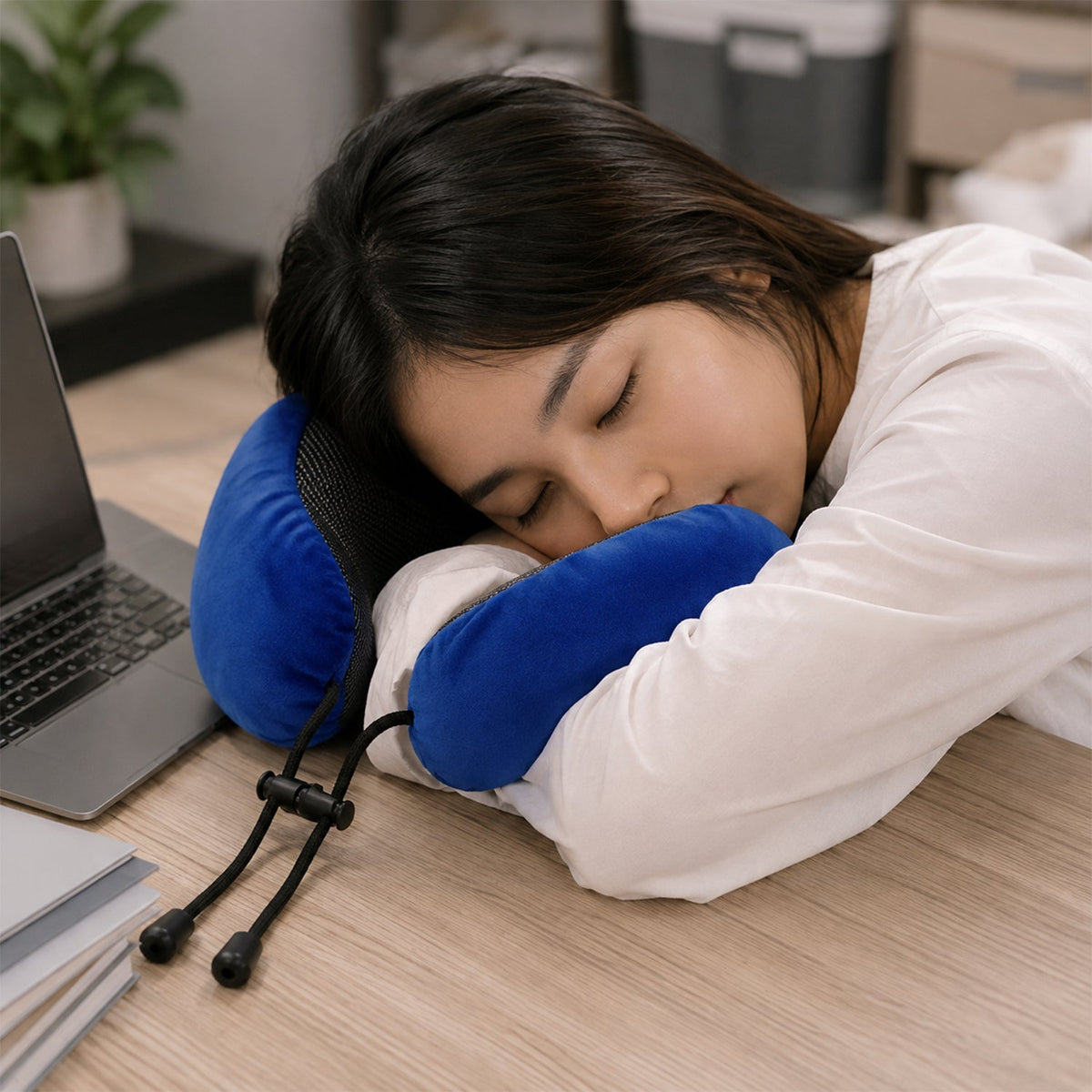 U Shaped Travel Neck Pillow With Adjustable Closure For Comfortable Trips (1 Pc)