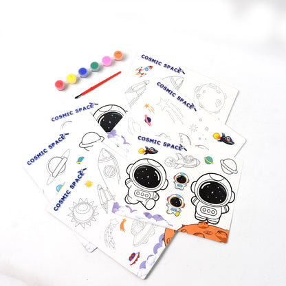 Cosmic Space Theme Kids Painting and Coloring Kit – DIY Educational Art Set with Coloring Sheets, Non-Toxic Paints and Brush