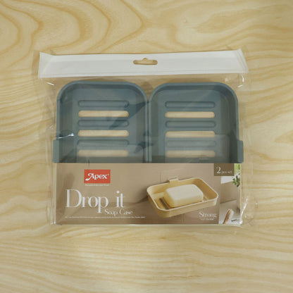 Wall Mounted Plastic Soap Dish With Drainage And Adhesive Hooks - Apex(2 Pc Set)