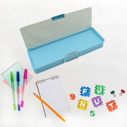 Double Sided Magnetic Geometry Box with Calculator for Kids | Cartoon Print Plastic Pencil Box for Kids
