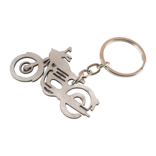 Motorcycle Silhouette Metal Keychain with Split Ring and Link Chain for Bike Car Home and Office Keys (1 Pc)