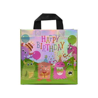 Reusable Birthday Gift Bag for Kids and Adults – Non Woven Party Return Gift Bag with Sturdy Base – 1 Piece Mix Design