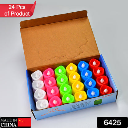 24 Pieces Festival Decorative LED Tealight Candles Battery Operated Flameless Multicolor Candles for Wedding, Birthday, Party, Home Decoration and Gifts