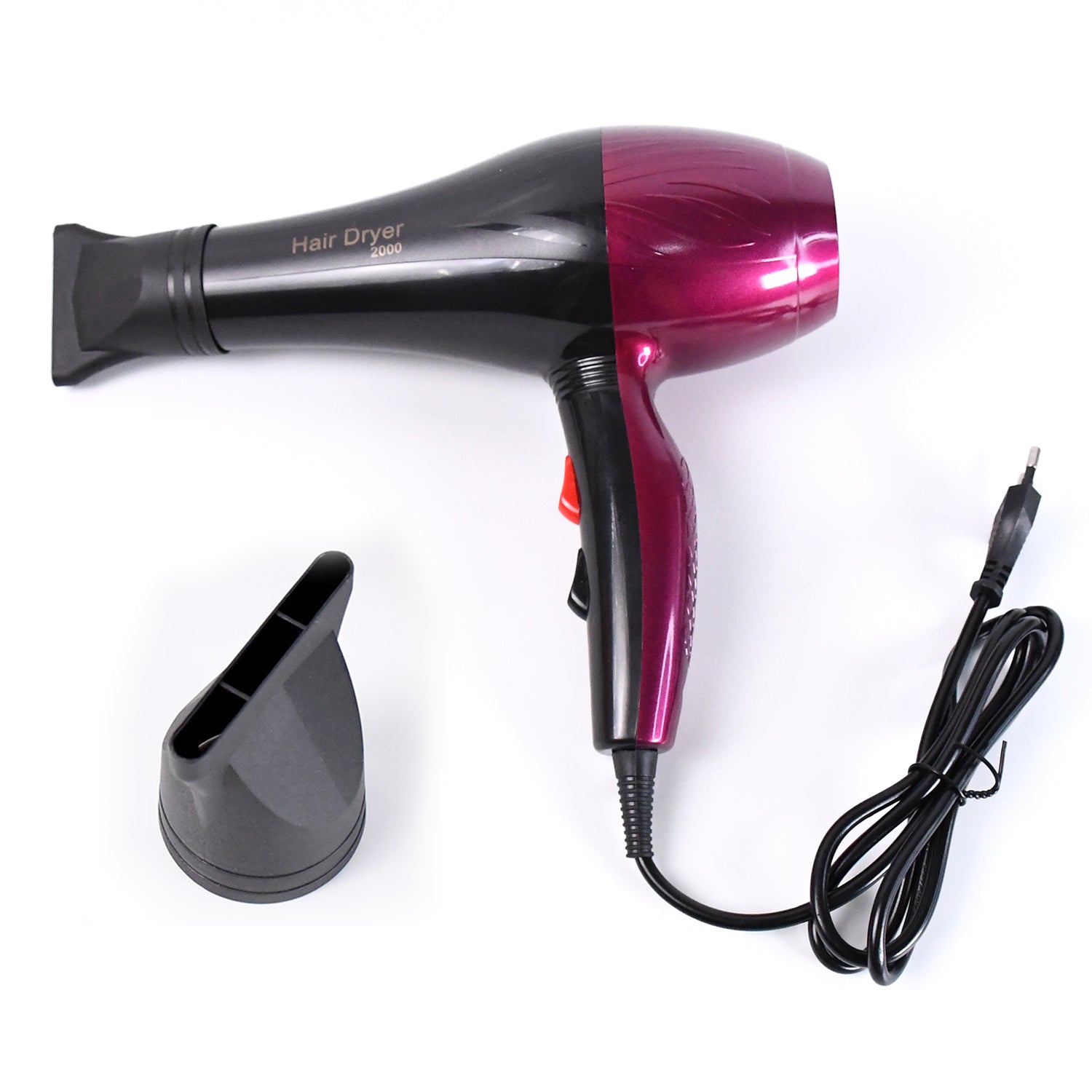 Professional High Power Hair Dryer No. 2000 with 2 Speed Settings and 3 Heat Levels for Salon and Home Use (220V, 50–60Hz)
