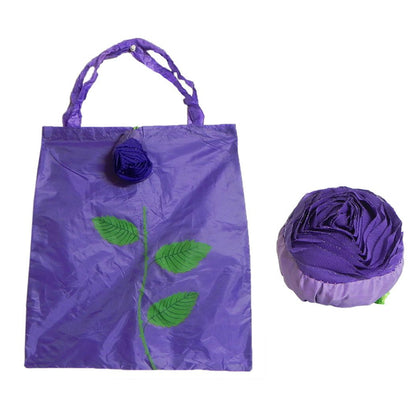 Foldable Rose Shape Reusable Nylon Shopping Bag with Pocket Size Cover for Grocery, Travel and Everyday Use