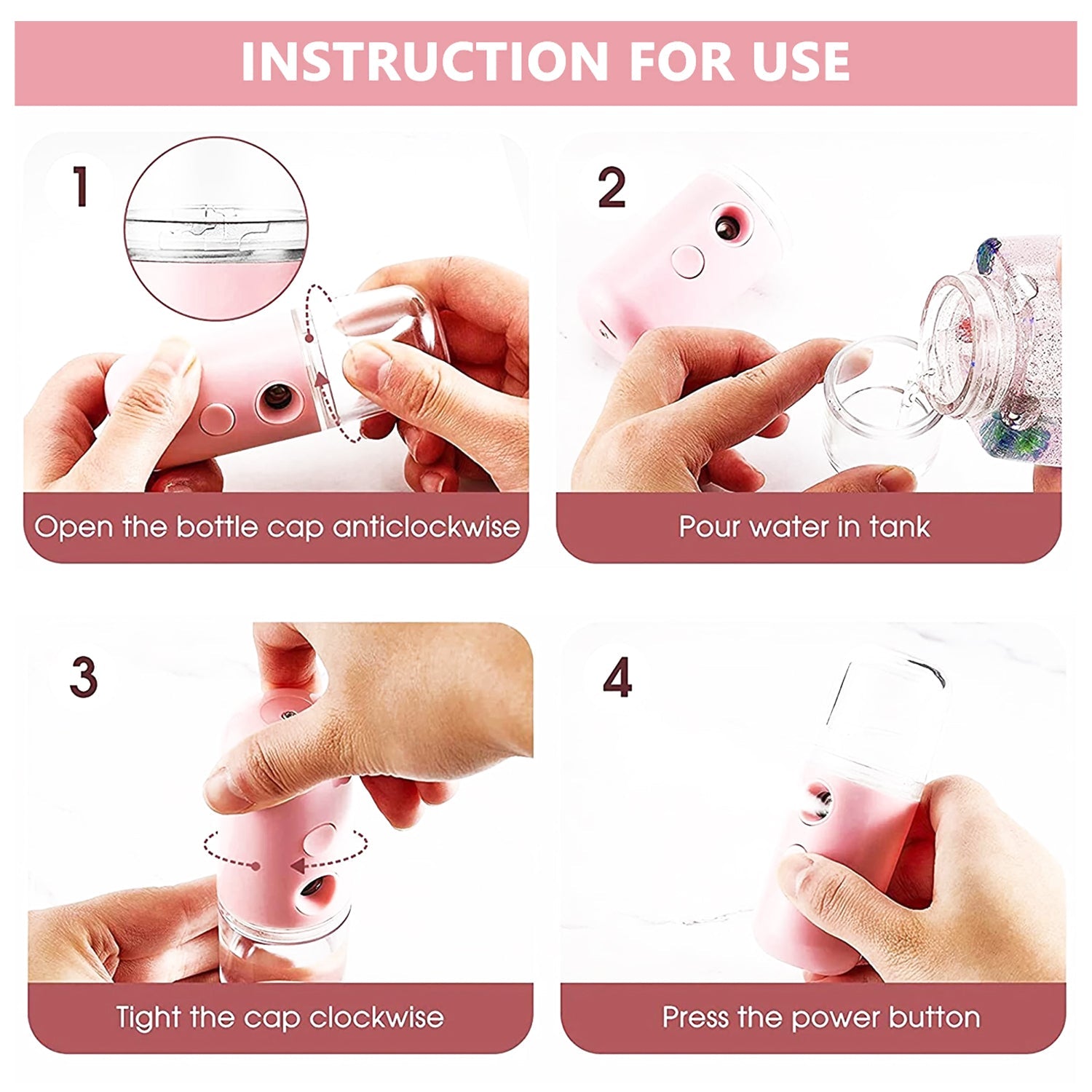 Premium Mini Nano Mist Sprayer USB Rechargeable Portable Face Steamer and Facial Humidifier for Skincare, Makeup Setting, Travel, Office and Daily Hydration (1 Pc)