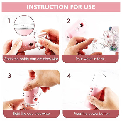 Premium Mini Nano Mist Sprayer USB Rechargeable Portable Face Steamer and Facial Humidifier for Skincare, Makeup Setting, Travel, Office and Daily Hydration (1 Pc)