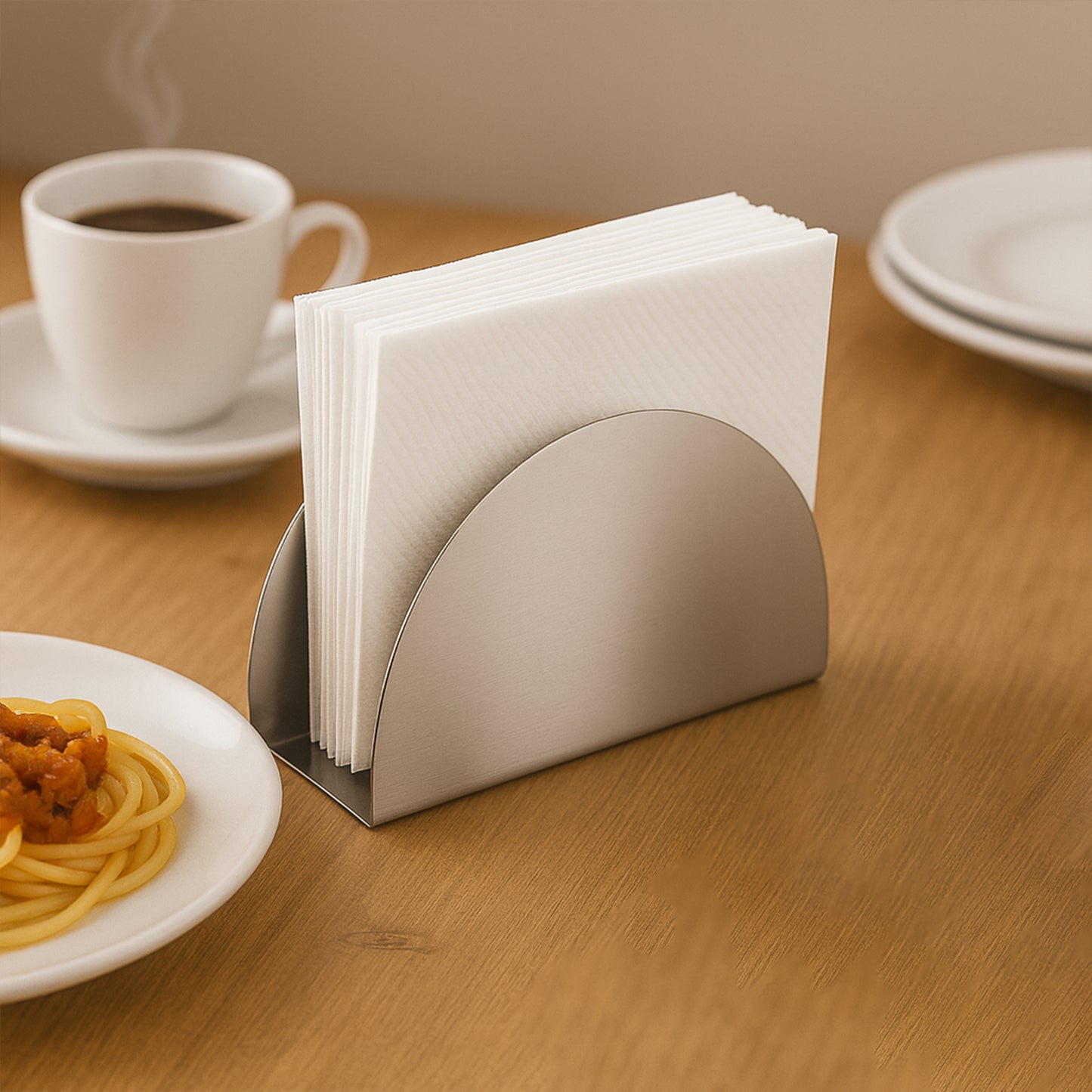 Stainless Steel Half-Moon Tissue Paper Napkin Holder Stand – Elegant Tabletop Dispenser (1 Pc)