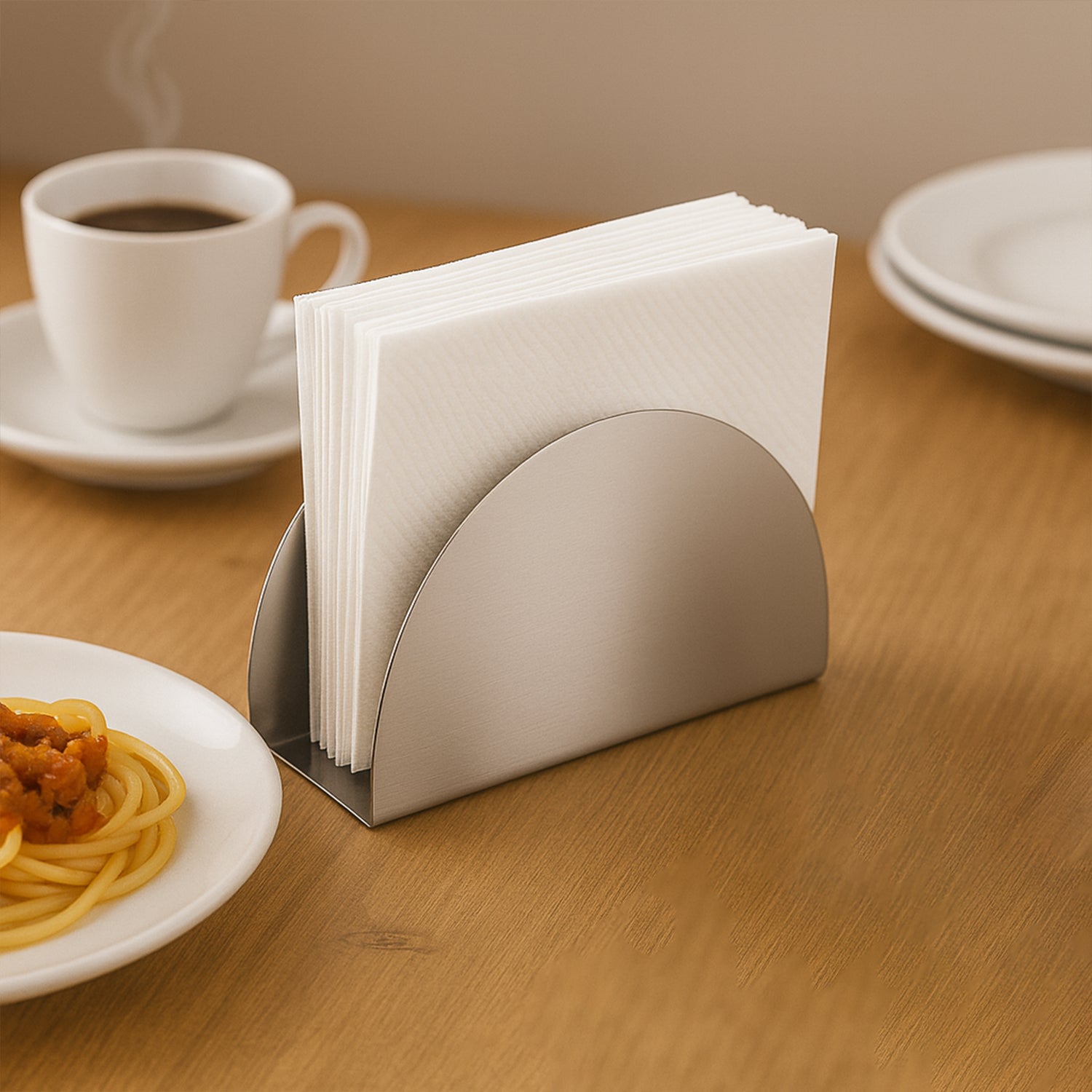 Stainless Steel Half-Moon Tissue Paper Napkin Holder Stand – Elegant Tabletop Dispenser (1 Pc)