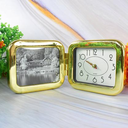 Portable Foldable Desk Clock Battery Operated Quartz Table Clock Compact Travel Clock for Home, Office, Study Desk and Bedroom (1 Pc)