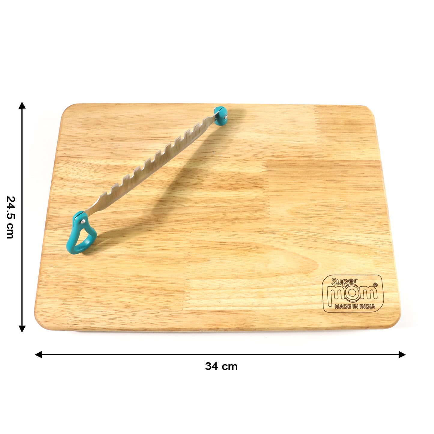 Supermom Wooden Craft Cutting and Chopping Board with Stainless Steel Knife | Complete Kitchen Cutting Set