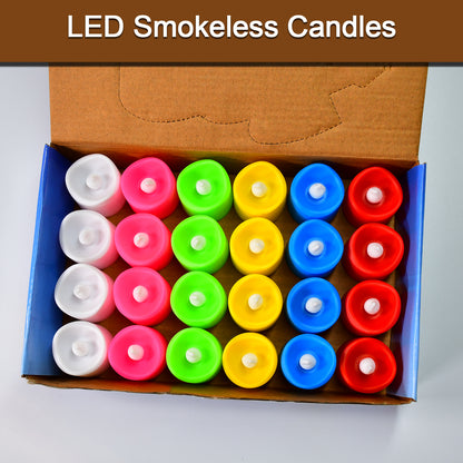 24 Pieces Festival Decorative LED Tealight Candles Battery Operated Flameless Multicolor Candles for Wedding, Birthday, Party, Home Decoration and Gifts