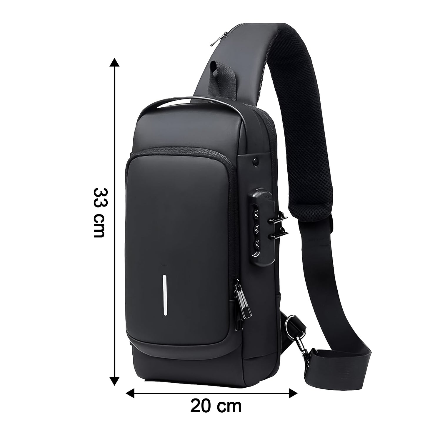 Trendy Anti-Theft Crossbody Sling Bag with USB Charging Port, Combination Lock and Adjustable Strap for Men and Women
