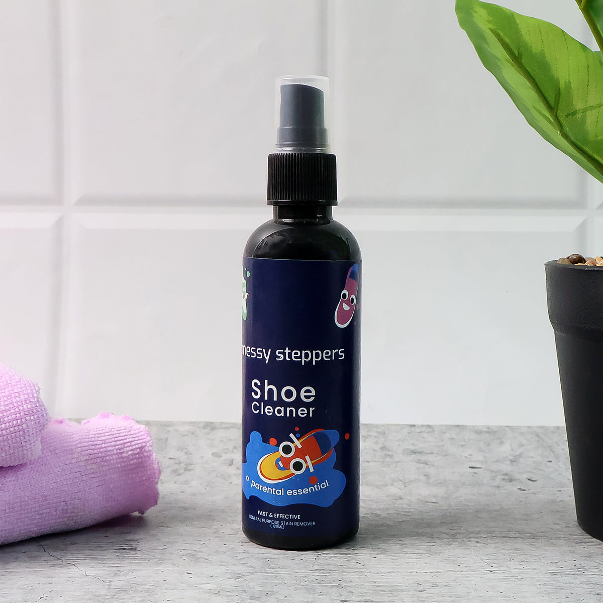 Messy Steppers Shoe Cleaner Spray 120ml | Stain Remover for Sneakers, Sports Shoes, Leather, Canvas and Fabric Footwear