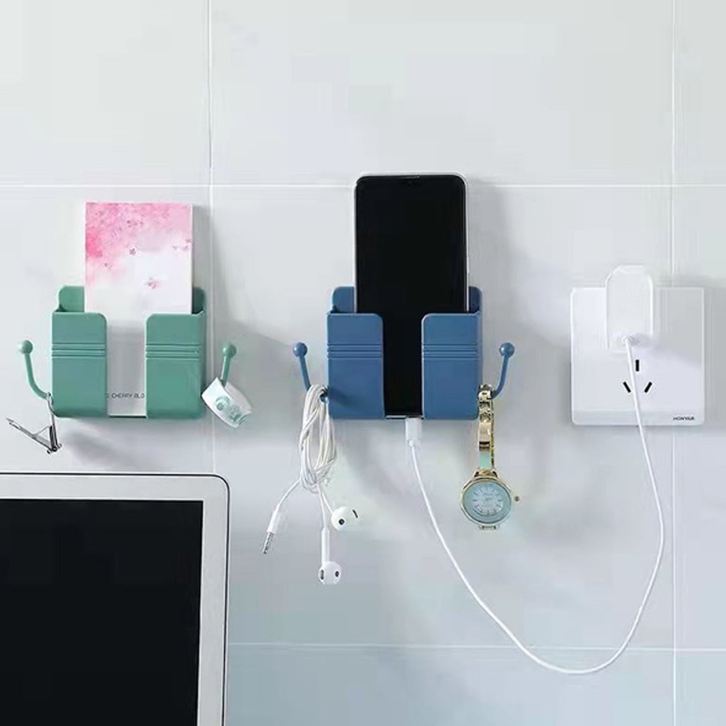 1 Pc Wallmount Mobile Stand With Hook Design used in all kinds of places including household and many more as a hanging support for and stuffs purposes.