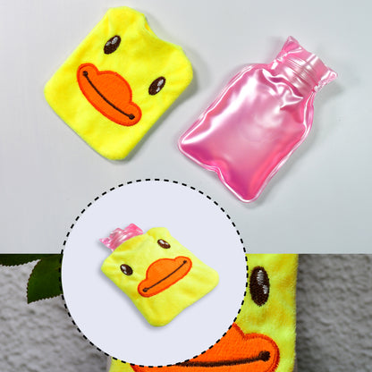 Yellow Duck Small Hot Water Bag with Soft Cover – Portable Natural Rubber Heat Therapy Bottle for Pain Relief, Menstrual Cramps, Neck, Shoulder, Back and Hand Warmer