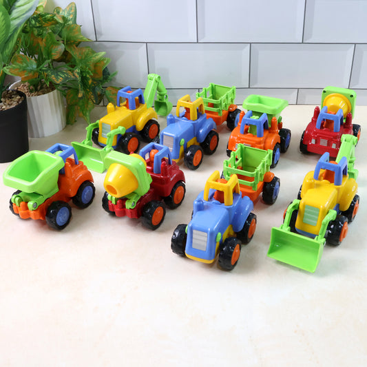 Funwoods Itsy Bitsy Construction Vehicle Toy Set For Kids - (8 Pc) Dumper, Cement Mixer, Crane, Loader & Excavator | Push & Play | Age 3+