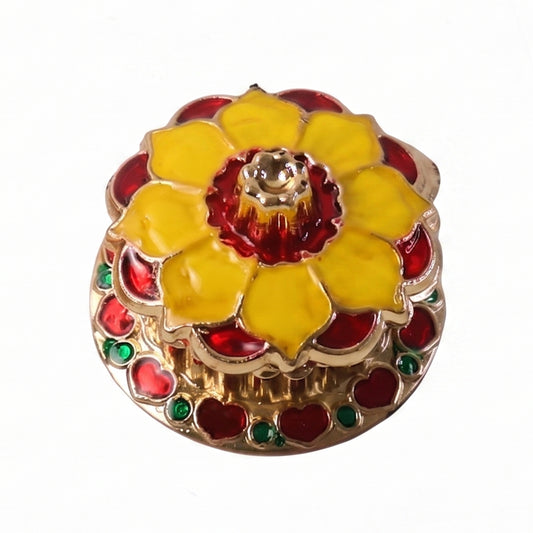 Decorative Golden Kumkum Box Kankavati Traditional Sindoor Holder for Pooja, Temple, Worship and Home Decoration (1 Pc)