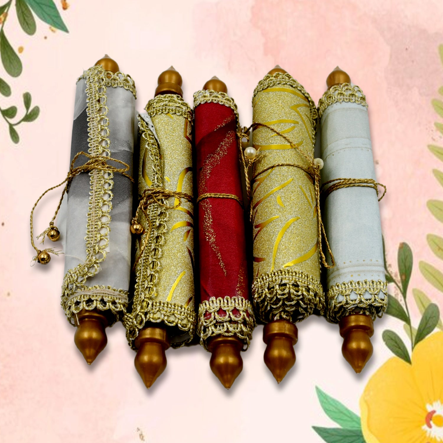 Premium Designer Money Gift Envelopes Lifafa Pack of 5 Multi-Color Shagun Scroll Envelopes for Weddings, Birthdays, Baby Shower, Anniversary and Festive Gifting